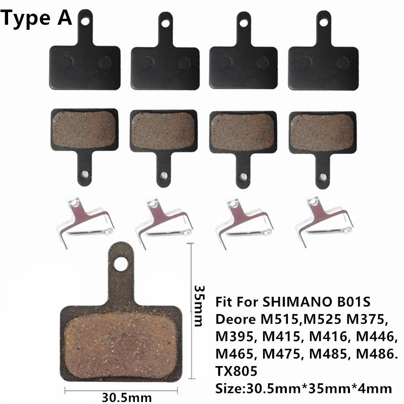 4Pairs Bike MTB Semi-Metallic Disc Brake Pads For Shimano B01S G01S A01S XTR XT SLX Deore Sram Guide Level HRD Red Etap Magura