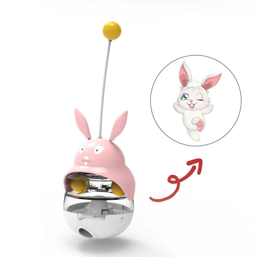 Interactive Cat Feeder Toy - Treat Dispenser & Exercise Toys for Indoor Cats, Fun Food Puzzle with Bell, Pet Feeding Game