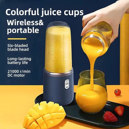 Portable Juicer Blender 400ml Electric Fruit Juicer USB Charging Lemon Orange Fruit Juicing Cup Smoothie Blender Machine 2cups