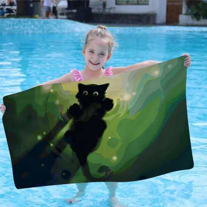 Black Cat Cartoon Beach Towel Cute Kawaii Room Decor Bath Girls Children Hand Towels For Bathroom Shower