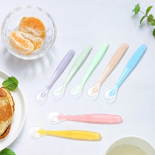 2 pcs Silicone Spoon for Baby Infant Feeder Spoons for Children Kids Soft Safety Feeding Spoons BPA Free Baby Utensils Flatware