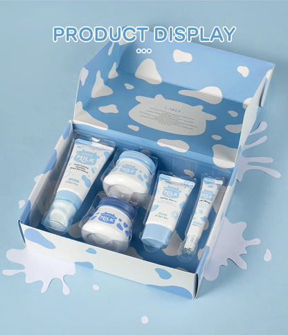 LAIKOU Milk Skincare Set 5 Pieces Nourishing Hydrating Moisturizing Brightening Facial Lasting Care Skincare Set