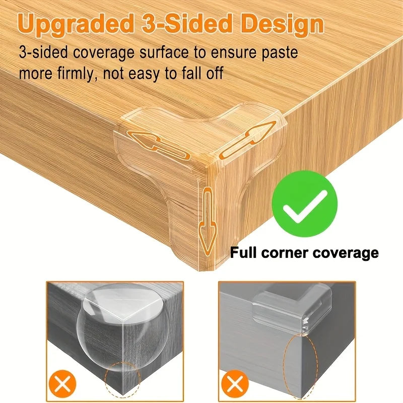 10 Transparent Silicone Corner Protectors, Strong Adhesive T-Shaped Furniture Protectors, Suitable for Protecting Hard Floors of