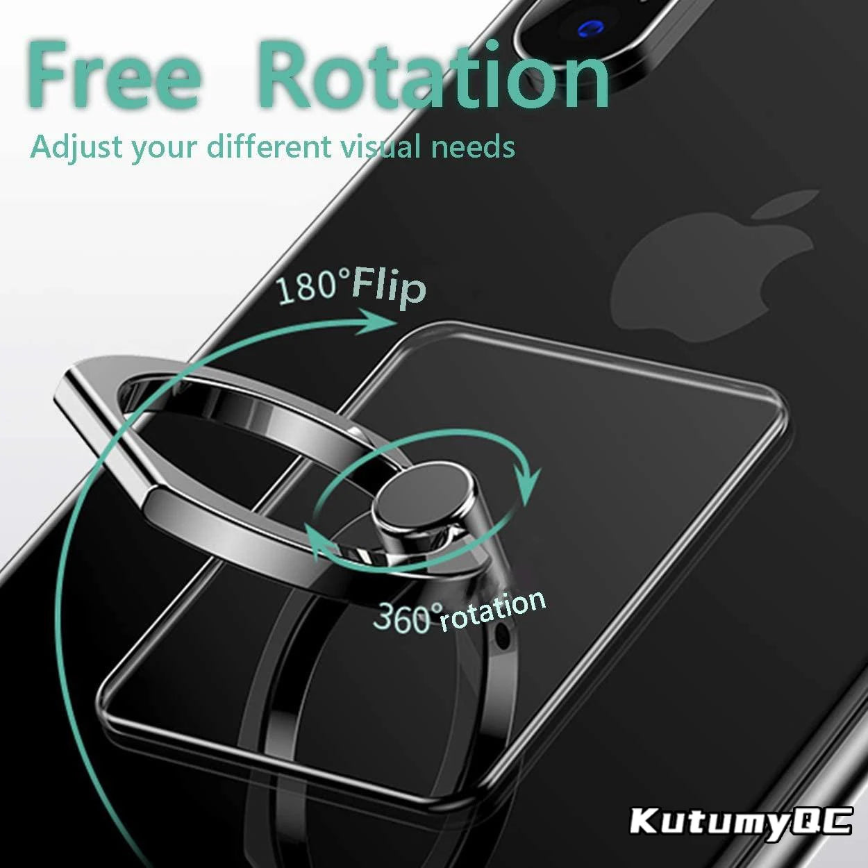 Transparent  Cell Phone Ring Holder Stand 360° Degree Rotation Clear Finger Grip Kickstand Compatible iPhones or Phone Case