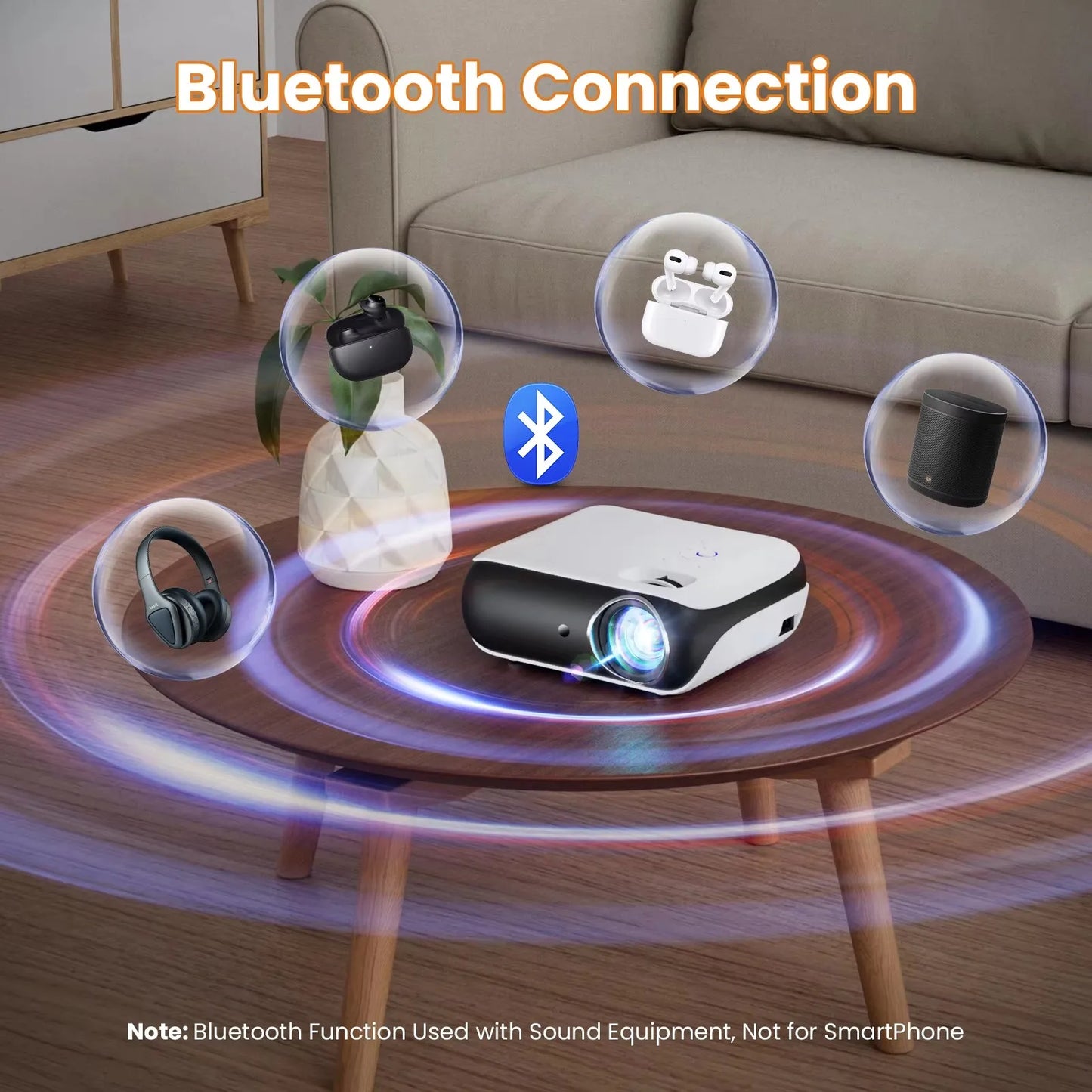Projector Native 1080P Bluetooth Projector Portable 1920x1080dpi Outdoor Full HD Mini Projector Home Bedroom Speaker 9500Lumens