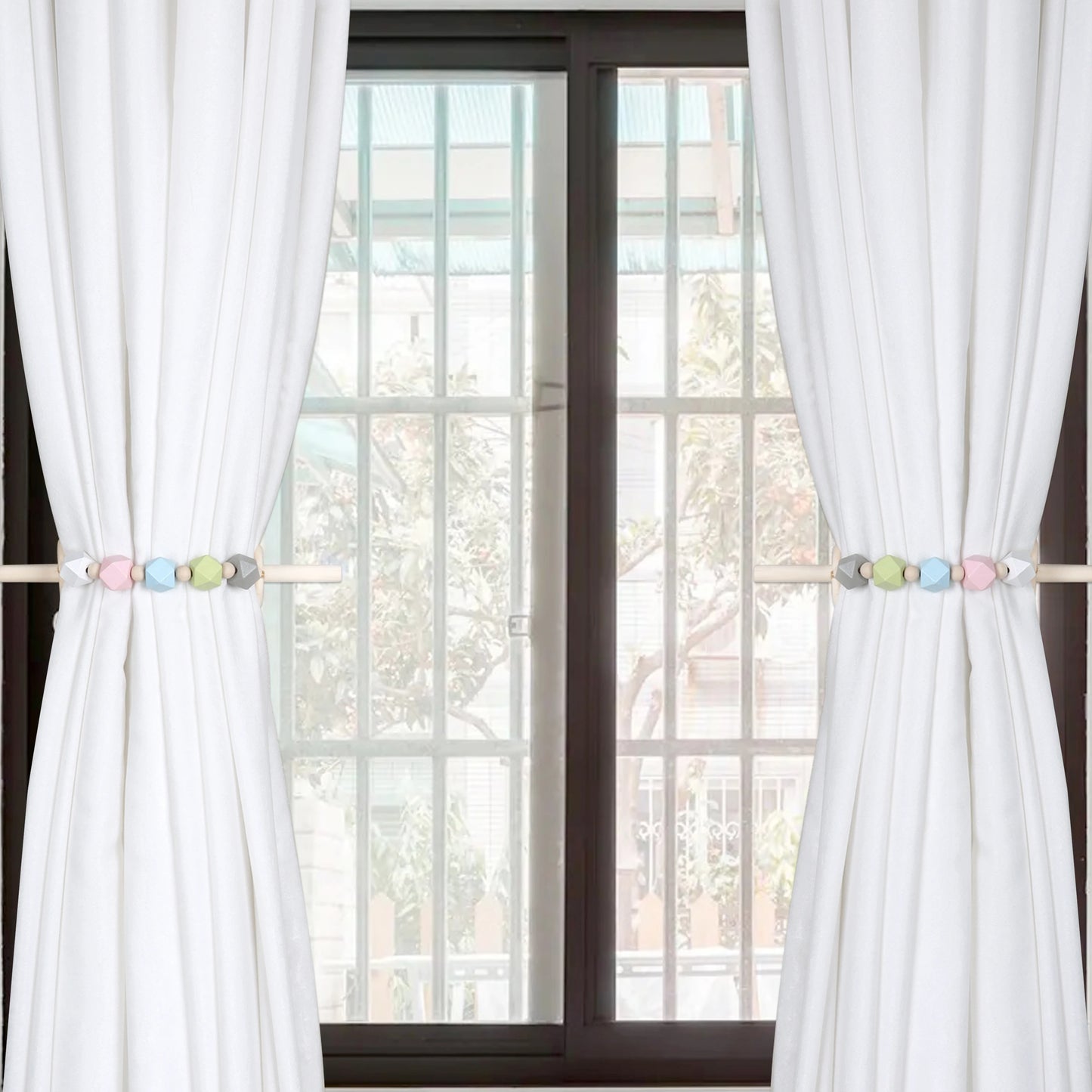 Wooden Curtain Holder Curtain Tieback Hanging  wooden Curtain rope Ball Tie Back Curtain Straps Home Decoration