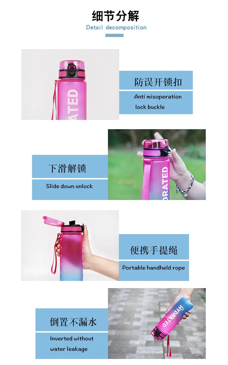 32oz Water Bottle Motivational Sport Water Bottle Leakproof Drinking Bottles Outdoor Sports Travel Kettle Drinking Water Bottle