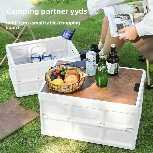 Camping Storage Box, Trunk Organizer, Camping Picnic Camping Box, Car Folding Outdoor Bench and Chopping Board