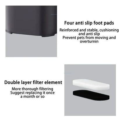 Fountain Automatic Recirculating Filter Pet Drinking Dispenser with USB Electric Pump Quiet Cat Ear Design for Cats New