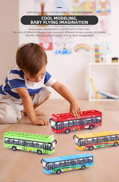 15CM Alloy Simulation Bus Car Model Children's Toy Pull Back Bus Inertia City Car Early Education Toy for Boy Girl Birthday Gift