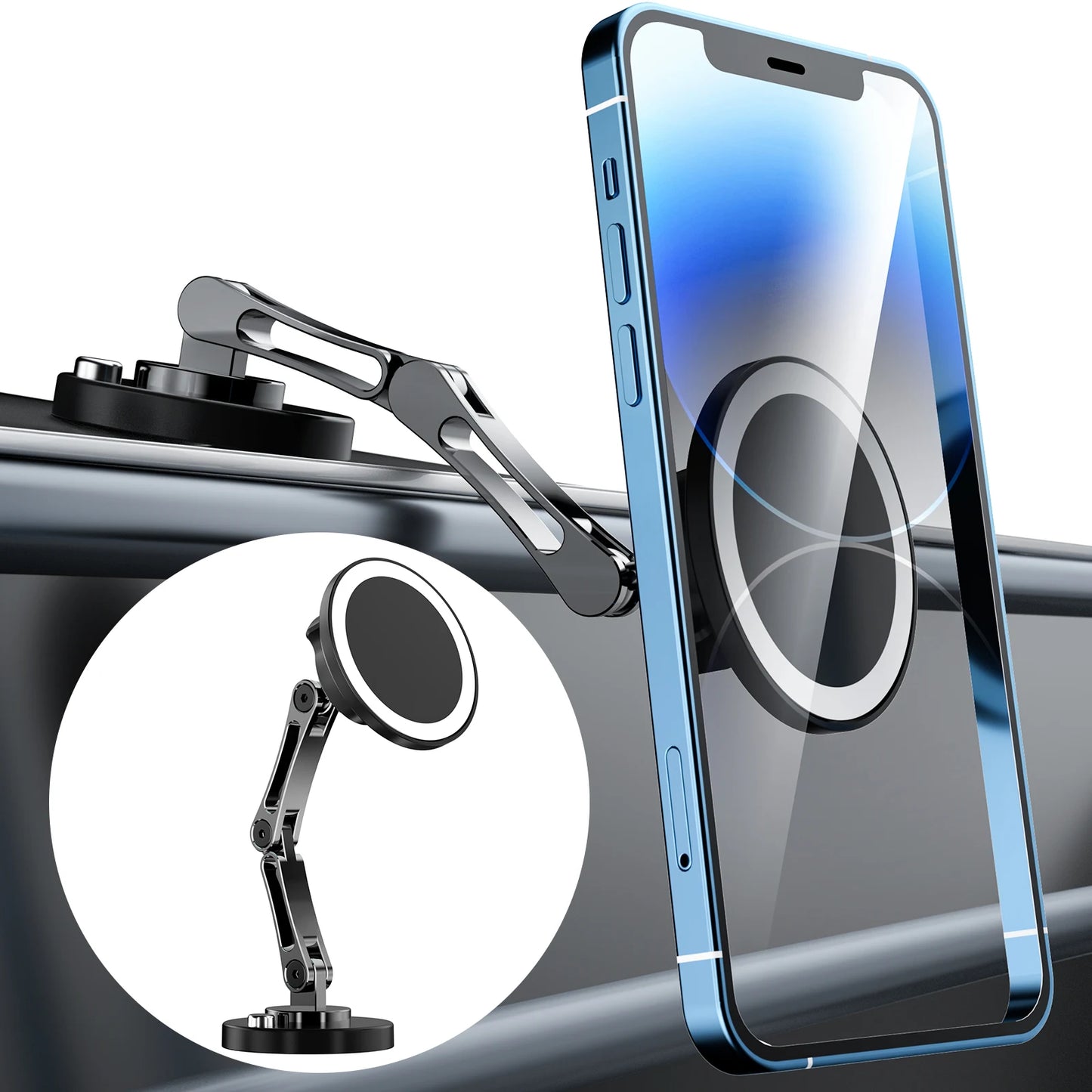 Universal 360 Degree  Magnetic Phone Holder Telescoping Car Phone Mount for iPhone 14 13 12 11 Max Plus Car Navigation Bracket