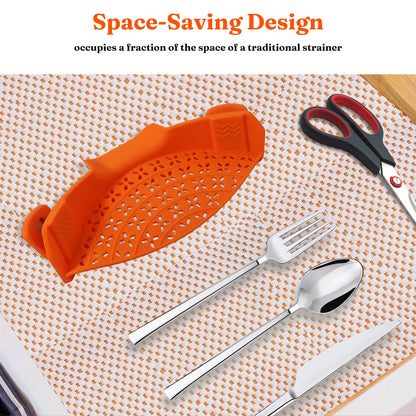 Universal Silicone Clip on Pan Pot Strainer Anti Spill Pasta Pot Strainer Food Grade Fruit Colander for Pasta Fruit Vegetable