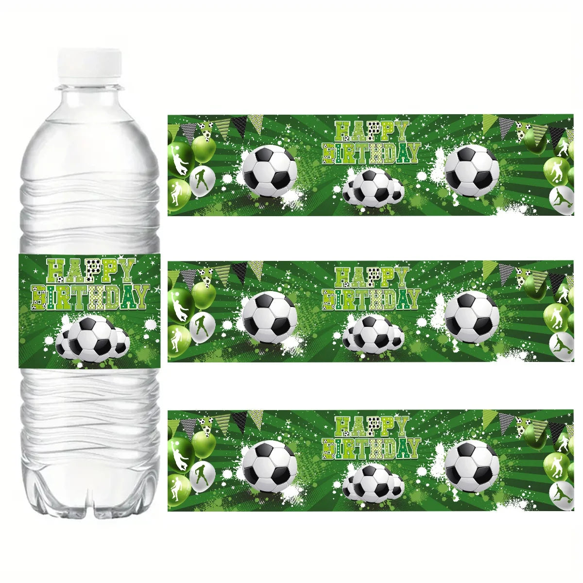 10pcs Green Soccer Bottle Labels Stickers Football Theme Sticker For Sports Soccer Theme Birthday Party Supplies Decor