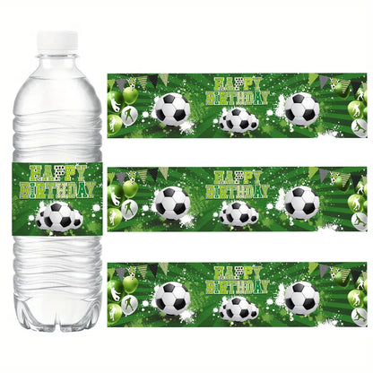 10pcs Green Soccer Bottle Labels Stickers Football Theme Sticker For Sports Soccer Theme Birthday Party Supplies Decor