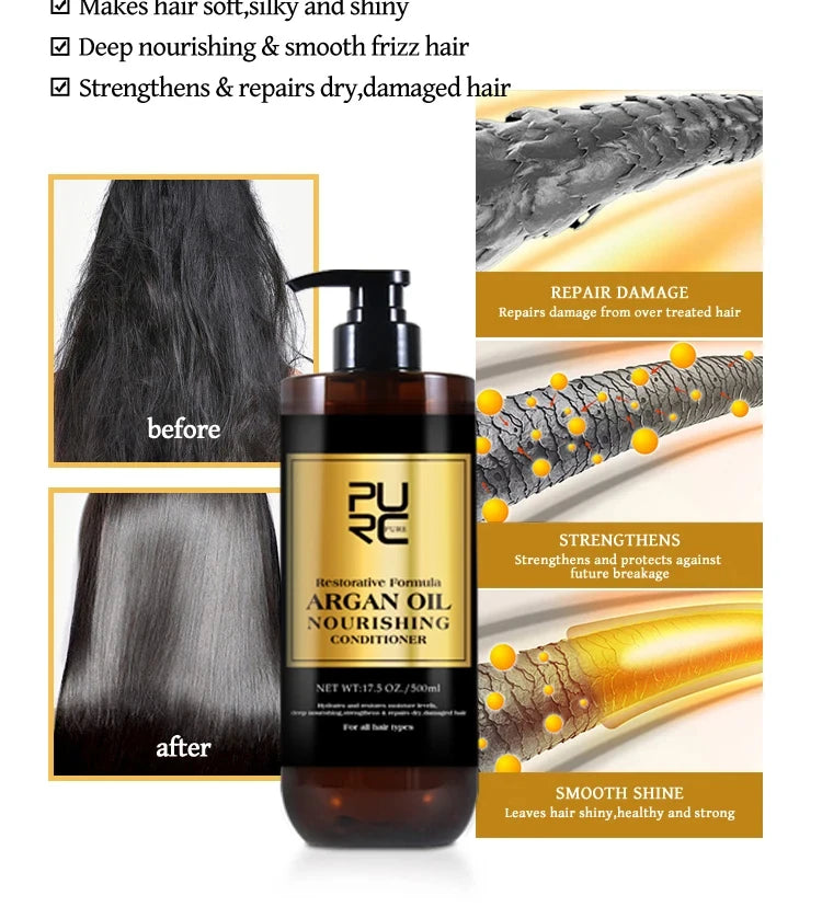 PURC Morocco Set Serum Smoothing Shampoo Conditioner And Repair Hair Mask Anti Dandruff Scalp Anti-Itch Hair Care Products Kit