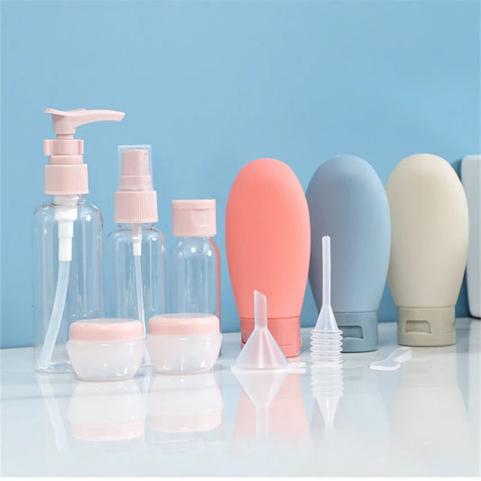 11 Pack Travel Bottles Set Leak Proof Portable Toiletry Squeezable Containers Clear PET Flight Size Cosmetic Containers JAF269