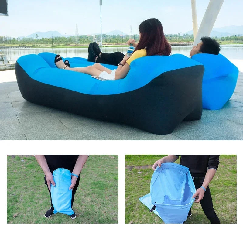 Camping Hiking Portable Foldable Inflatable Sleeping Mat Camping Single Air Mat Camping Travel Mattress Garden Beach Air Mat