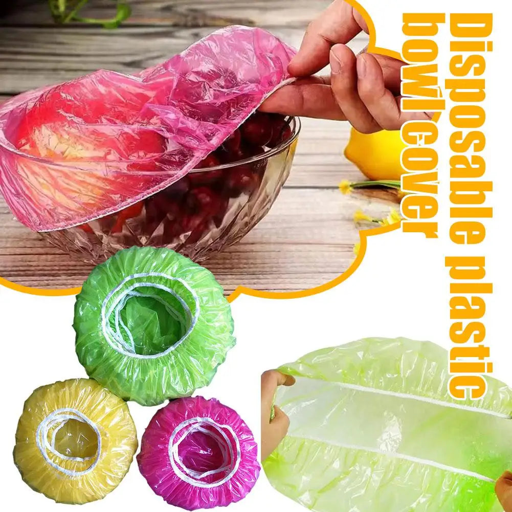 24Pcs Reusable Food Cover Plastic Wrap Elastic Food Lids For Fruit Bowls Cups Caps Storage Kitchen Fresh Keeping Saver Bags N8J9