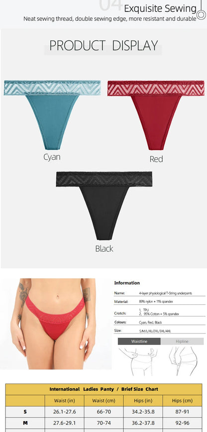 4 Layer Leakproof Menstrual Period Panties Sexy Ladies Thong Menstrual Period Leak Proof Underwear Physiological Pants