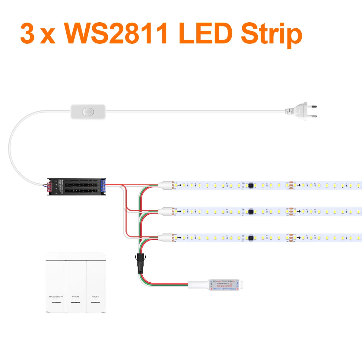 Smart WS2811 IC LED Strip Light Horse Running Chasing Effect Individual Pixel LED Addressable Control With Remote Panel Switch