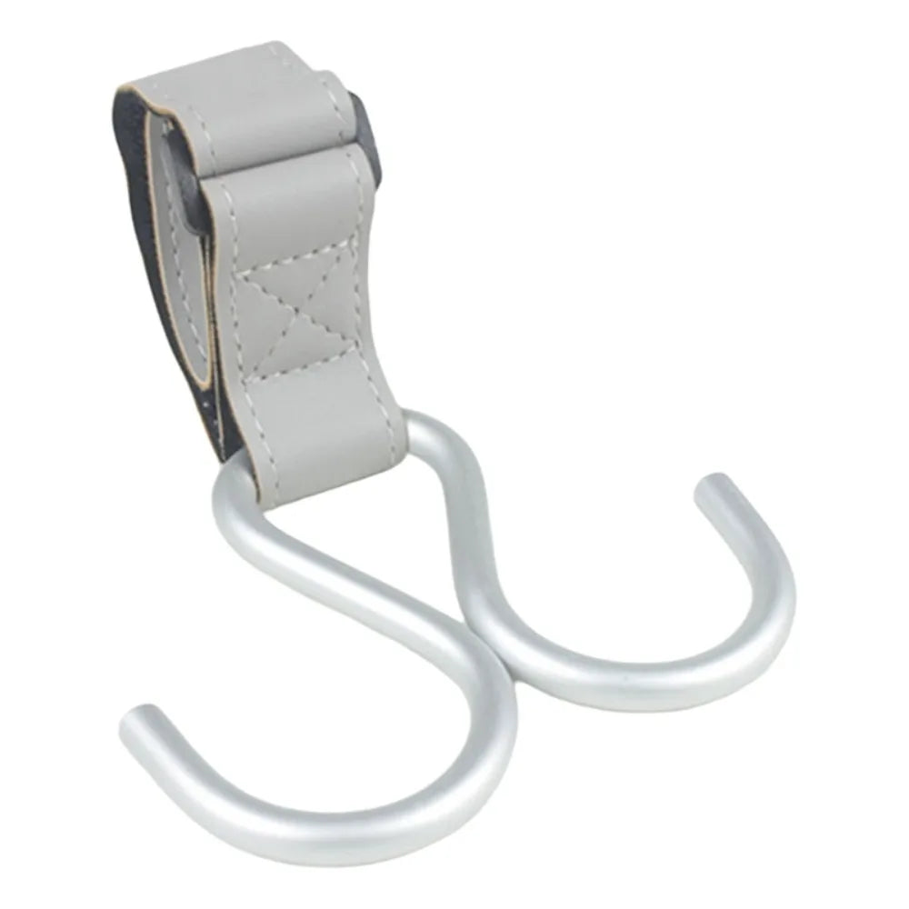 Cute S Shape Baby Stroller Hooks Double Hook PU Hanging Hook Cart Organizer Solid Color Stroller Accessories Baby