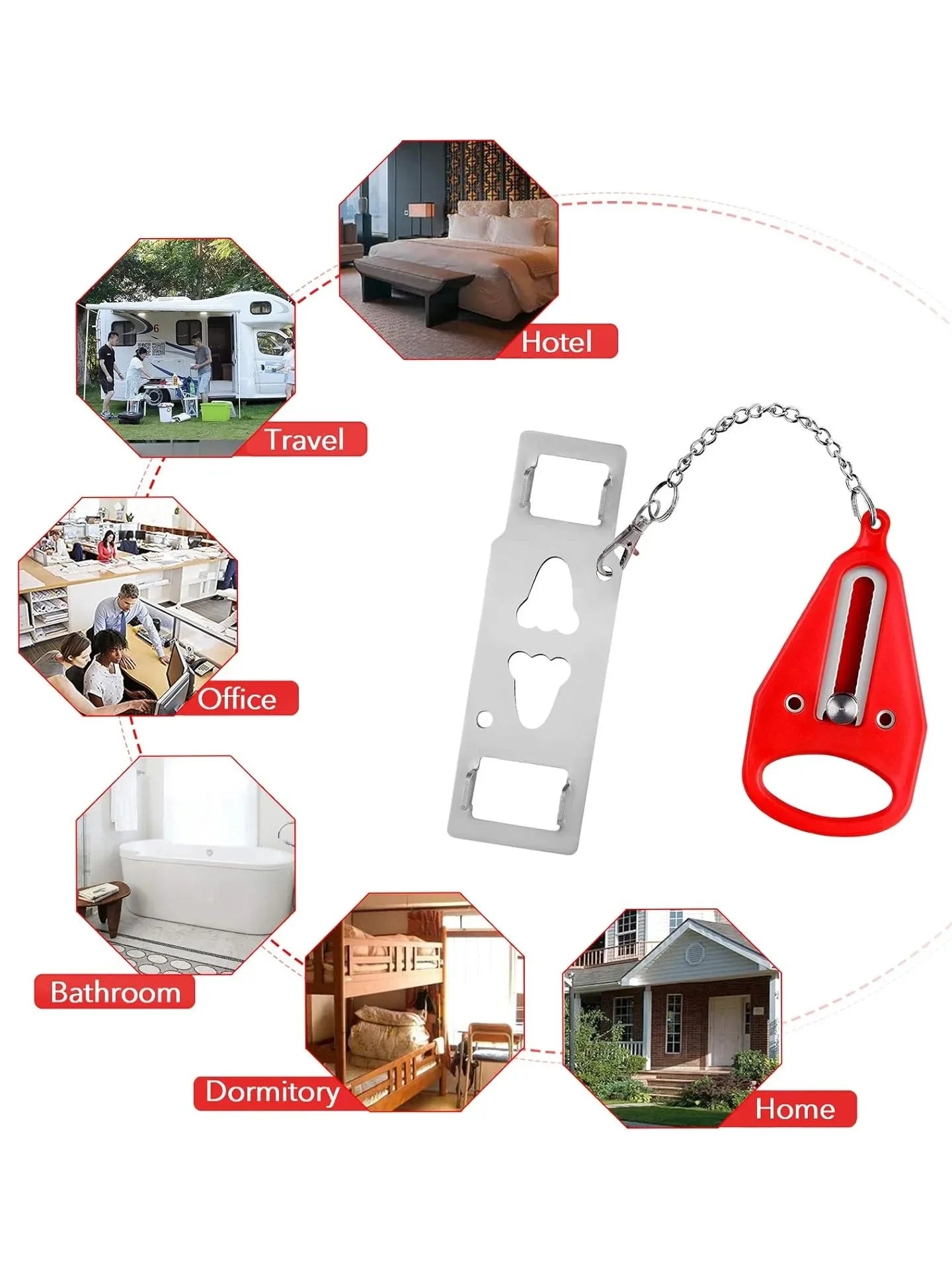 Portable Double Hole Door Lock Travel Safety Anti-Theft Security Lock for Home Hotel Apartment Dorm Room Personal Protection