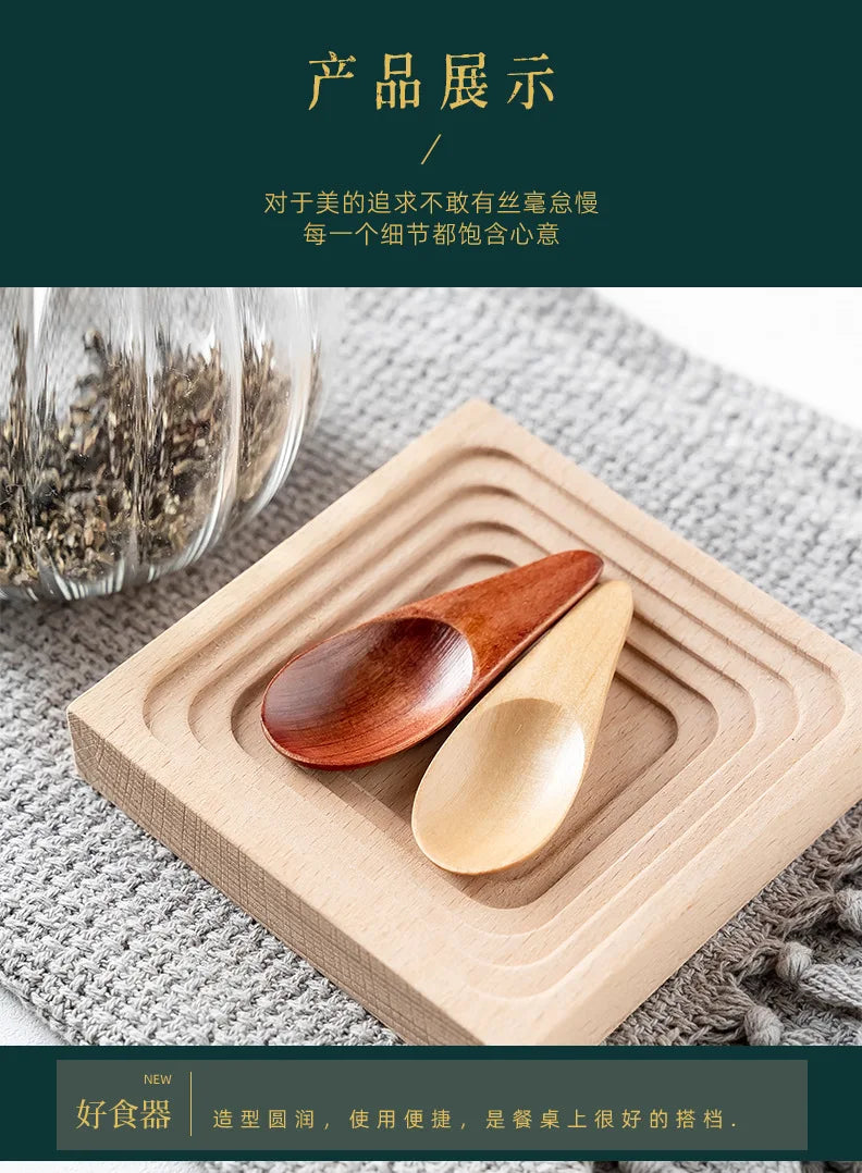 Mini Creative Tea Spoon Short Handled Small Wooden Spoon Coffee Spoon Spice Spoon Salt Spoon Milk Powder Spoon Wholesale