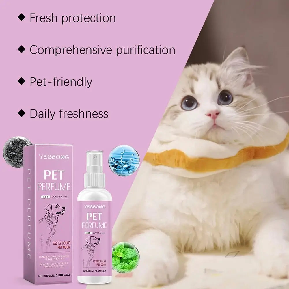 100ml Pet Odor Eliminator Fresh Scent Spray For Dogs Cats Home Deodorizing Solution With Harness Attachment