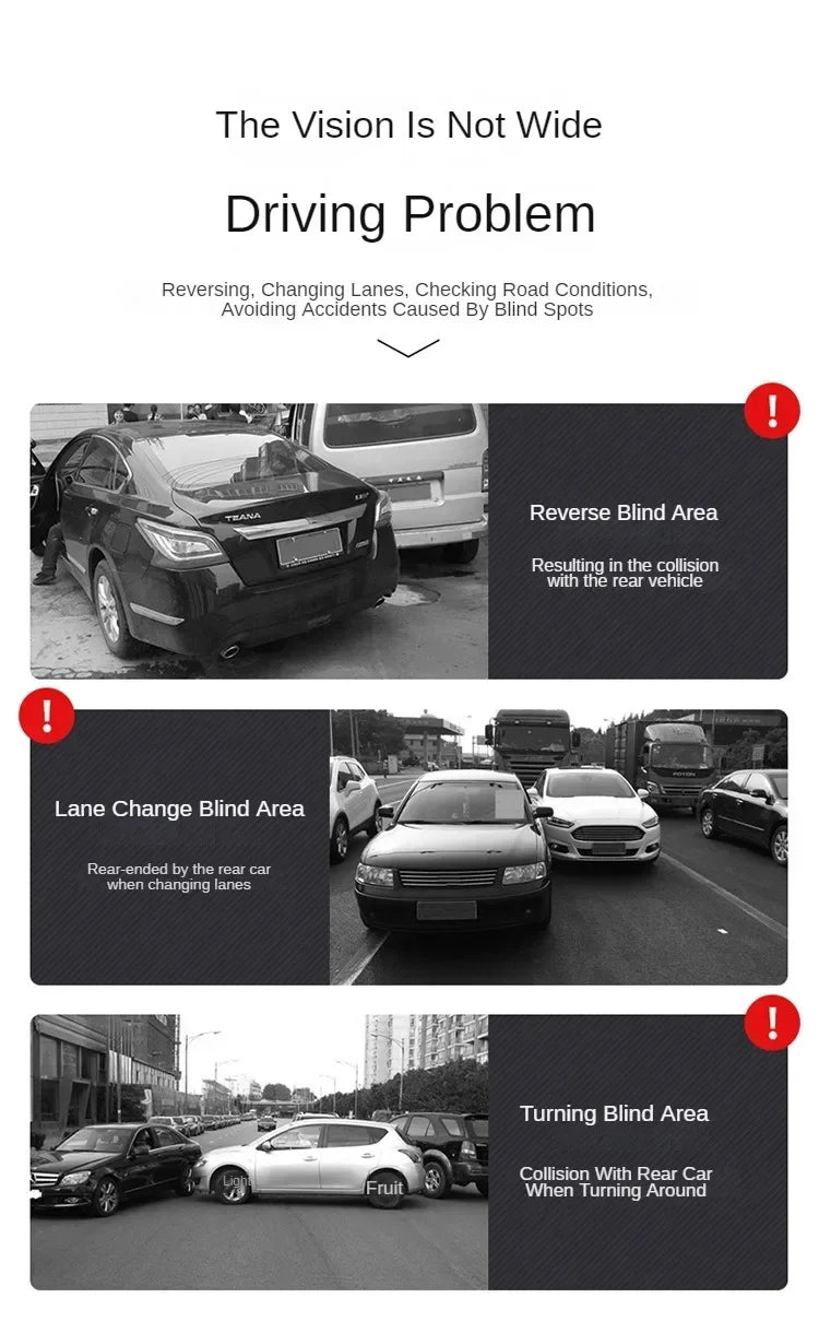 Car Blind Spot Mirror 1 Pair Front Wheel Auxiliary Rearview Double-Sided Mirror Wide Angle Mirror 360 Degree Adjustable for Cars