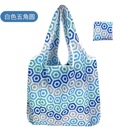 Large Reusable Shopping Bag Women's Foldable Floral Environmentally Friendly Portable Tote Bag Grocery Storage Bag