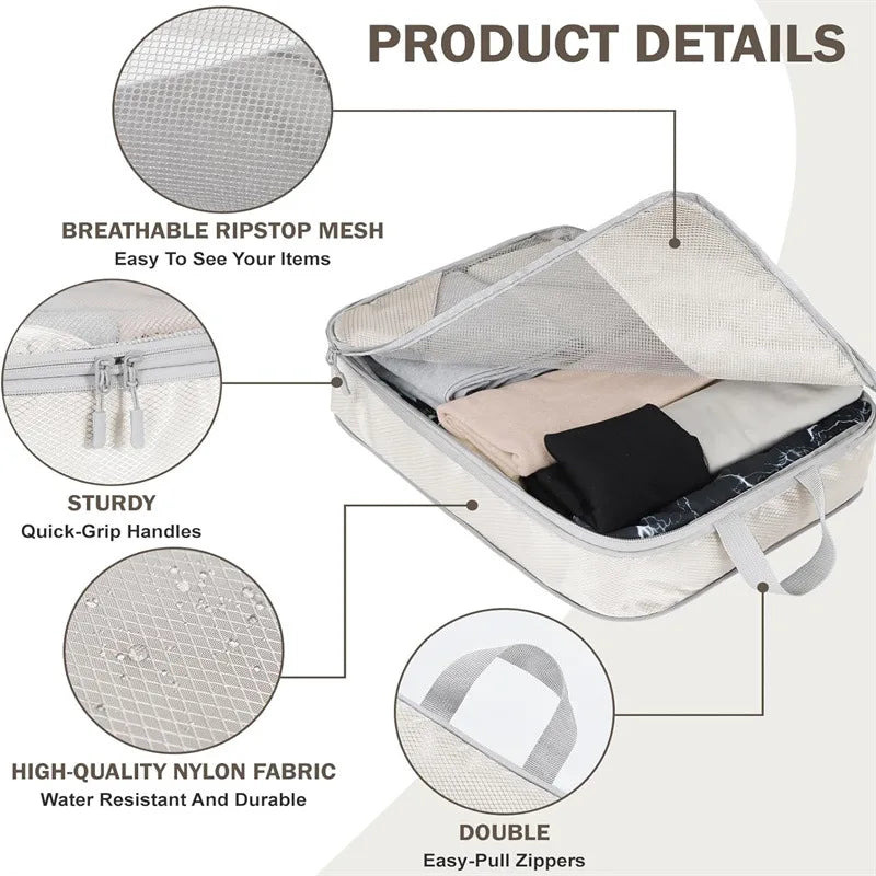 Travel Storage Bag Compressible Packing Cubes Carry on Travel Suitcase Luggage Organizer Foldable Waterproof HandbagTravel Bag