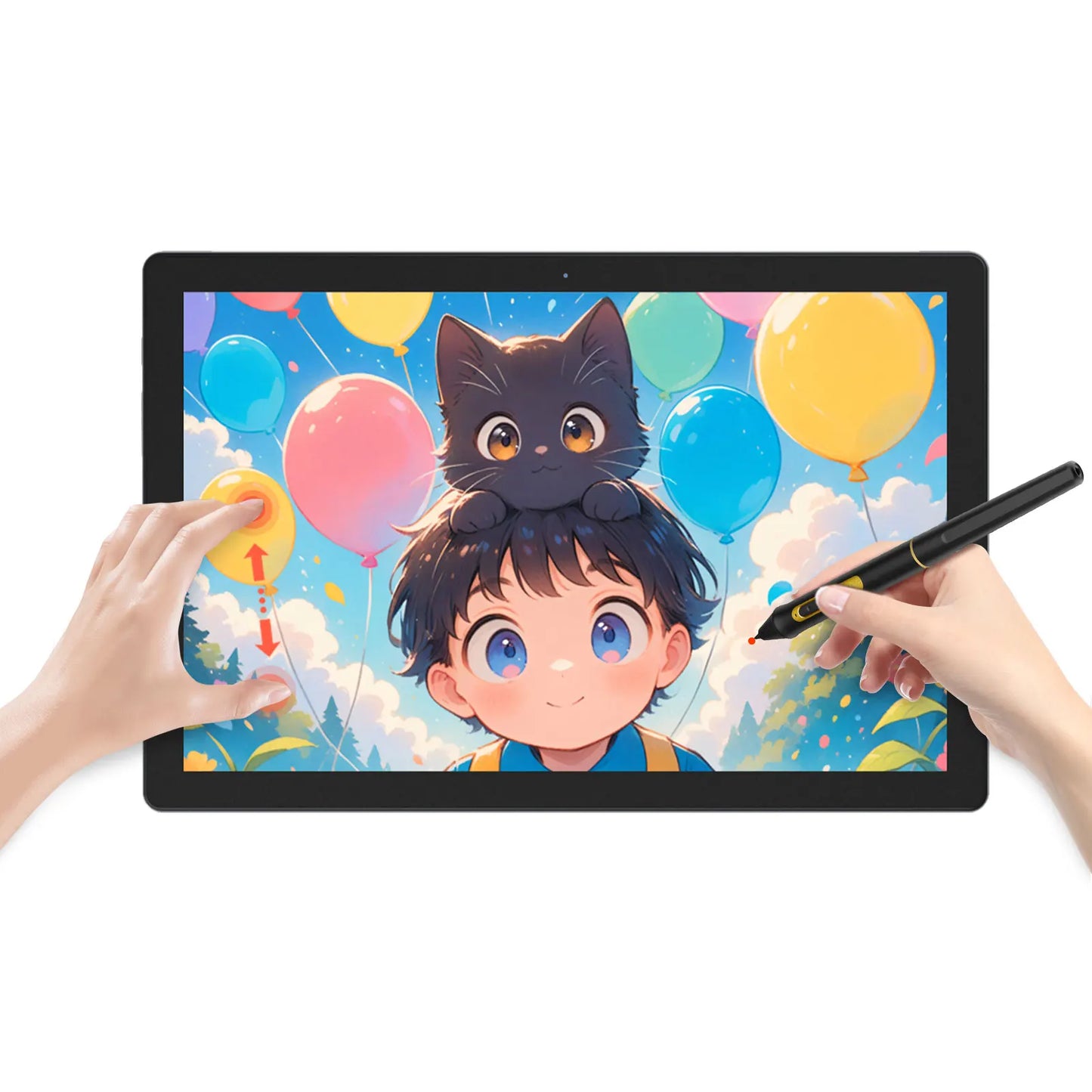BOSTO BT-101A Portable Graphics Drawing Tablet 10.1 Inch IPS Screen Display with Finger Touch Anti-glare 16384 Pressure Level