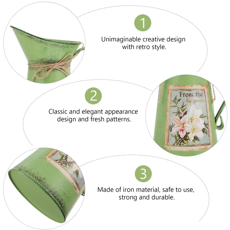 Tin Bucket Rustic Water Can Decor Decorative Toy Floral Containers Iron Farmhouse Retro Buckets