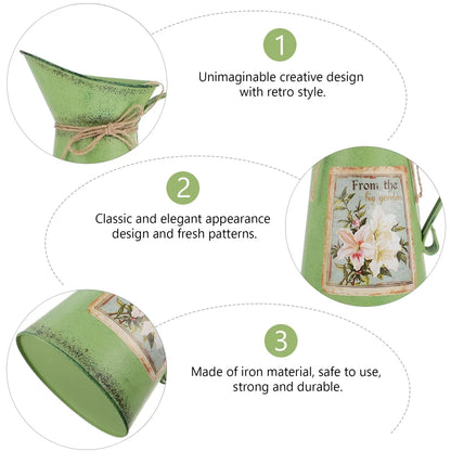 Tin Bucket Rustic Water Can Decor Decorative Toy Floral Containers Iron Farmhouse Retro Buckets