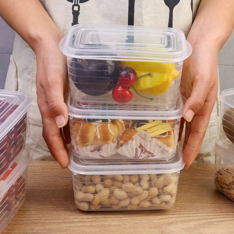 Refrigerator Storage Box Freezing Vegetable Fruit Fridge Organizer Freeze Meat Fresh-Keeping Box with Lid for Kitchen Storage