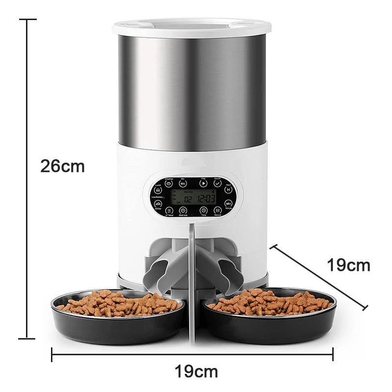 Cat Timing Feeder Smart APP Cat Feeder Stainless steel Double Meal Pet Food Remote Feeding Automatic Dispenser Suitable Cats Dog