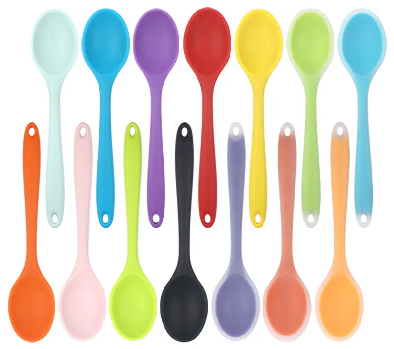 Silicone Spoon Integrated Rice Spoon Multicolor Silica Gel Salad Spoon Cake Baking Spoon Kitchen Cooking Spoon Kitchen Tools