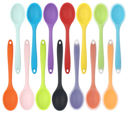 Silicone Spoon Integrated Rice Spoon Multicolor Silica Gel Salad Spoon Cake Baking Spoon Kitchen Cooking Spoon Kitchen Tools