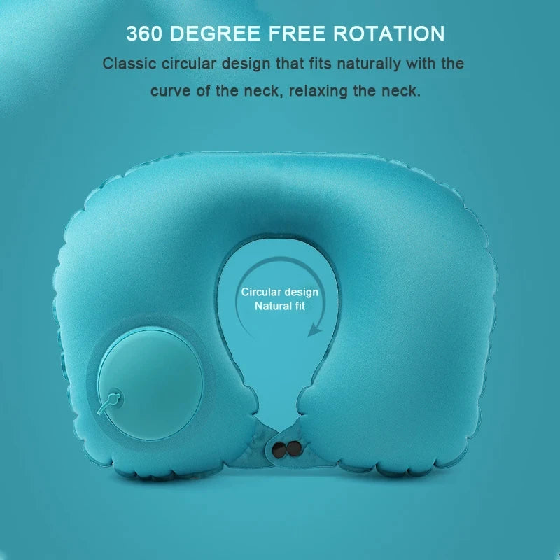 Inflatable Travel Neck Pillow U-shaped Cervical Orthopedic Protection Pillow Outdoor Portable Foldable Pillow Travel Essentials