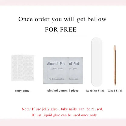 Handmade Fake Nails Press On With Glue Custom Designed Full Cover Cute Girl's Manicuree Wearable Nails Art XS S M Finger CN006