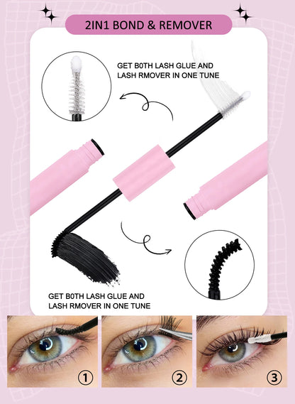 Diy Lash Extension Kit Cluster Eyelash Extension Kit Individual Lashes Kit Lash Bond and Seal Lash Glue and Lash Tweezers Makeup