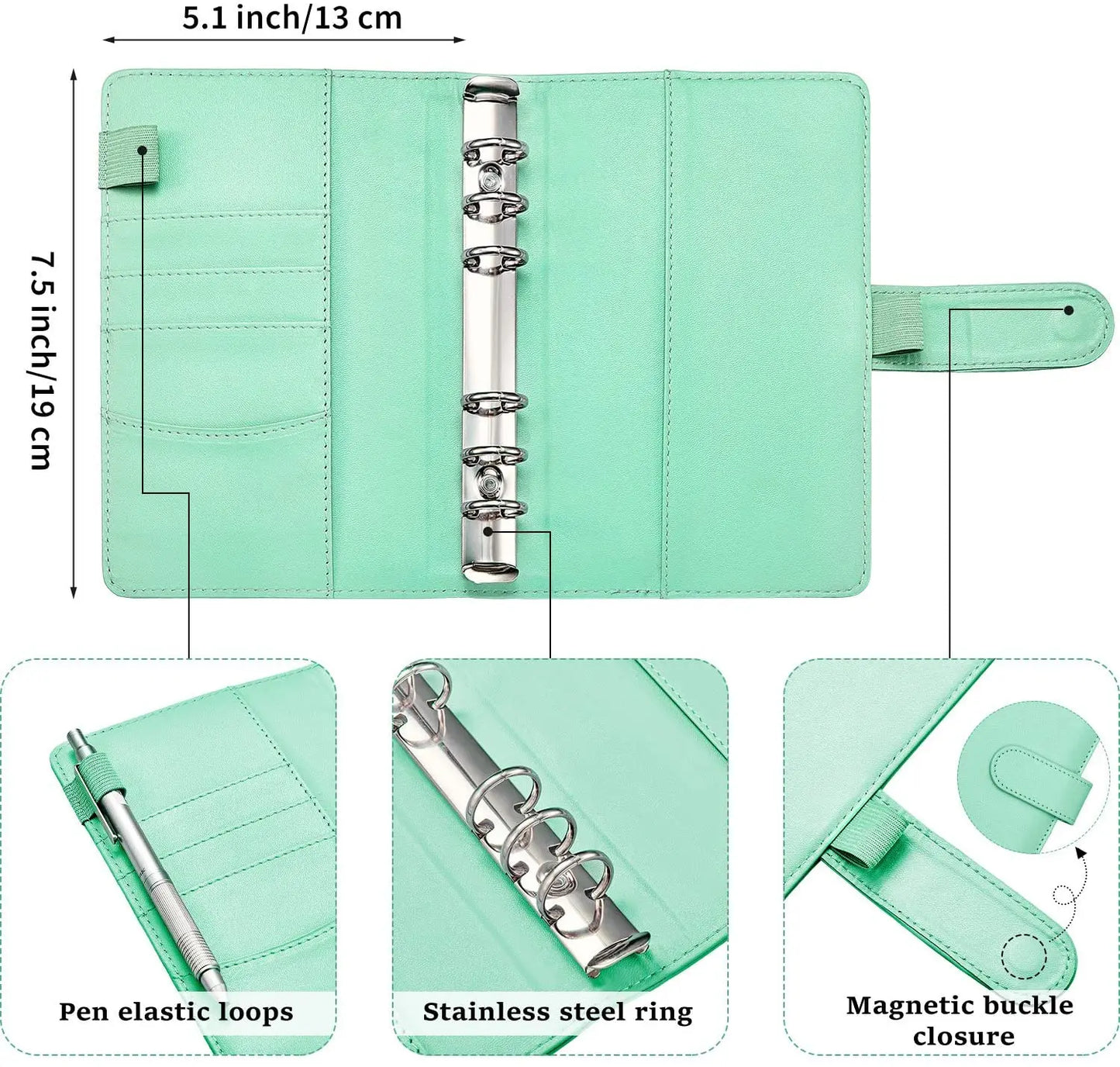 A6 Binder Cash Envelopes for Budgeting Money Organizer for Cash Money Envelopes for cash Leather A6 Binder with zipper