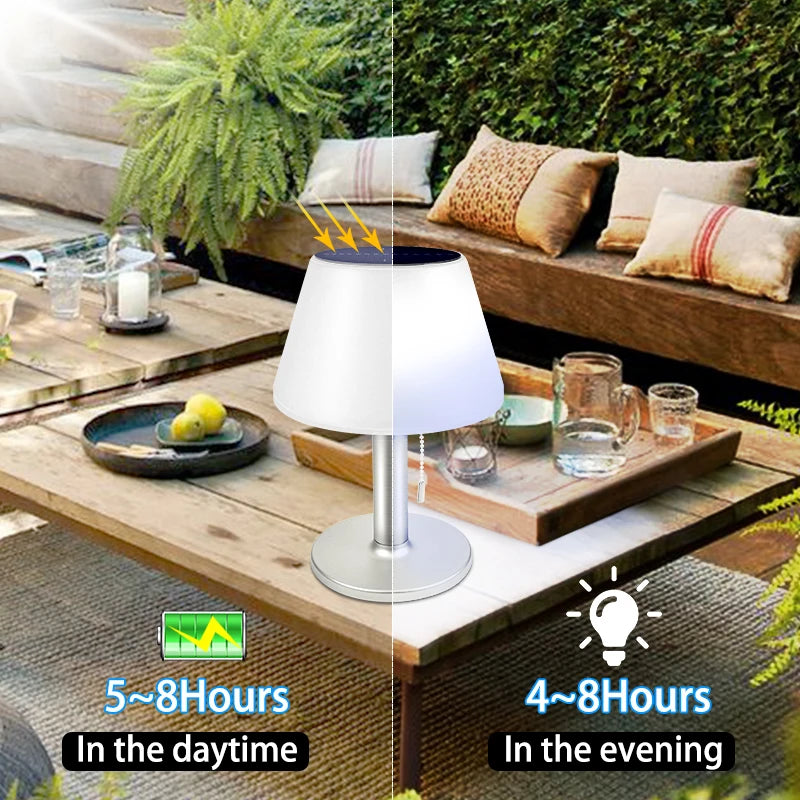 Smart Solar Table Lamp LED White Night Lights for Indoor Desk Outdoor Garden Household - Solar Powered Reading Light