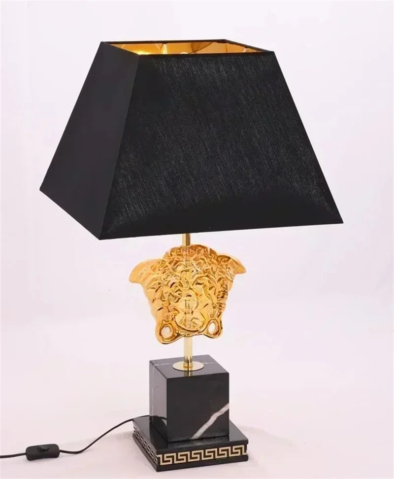 Modern LED Natural Marble Base Hardware Modern Light Luxury Bedside Lamp Decorative Lamp