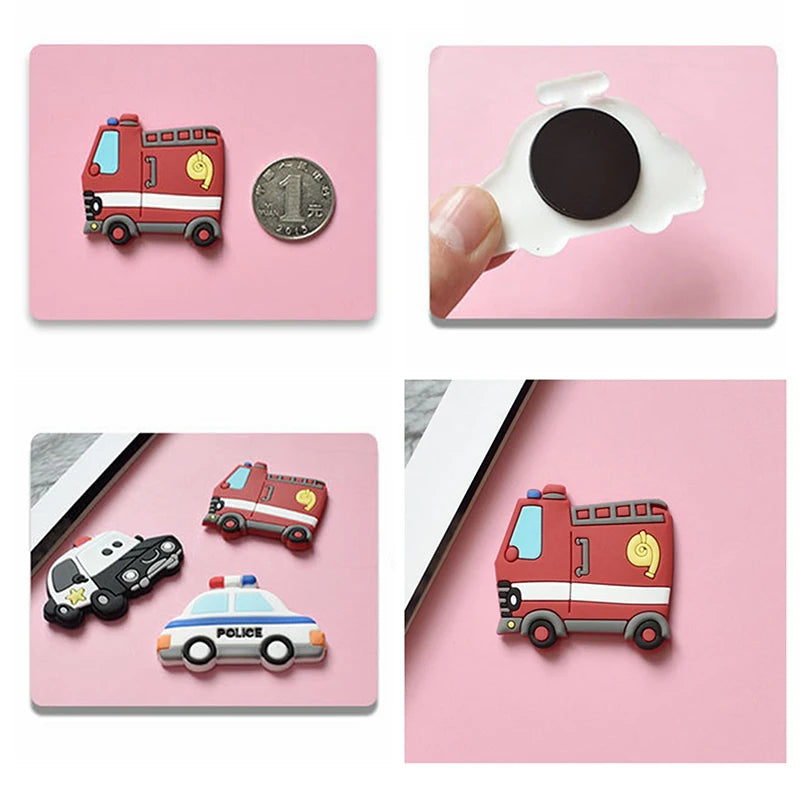 5Pcs Creative Cartoon Car Fridge Magnets For Kids Small Size Magnetic Fridge Magnet Transportation Magnets