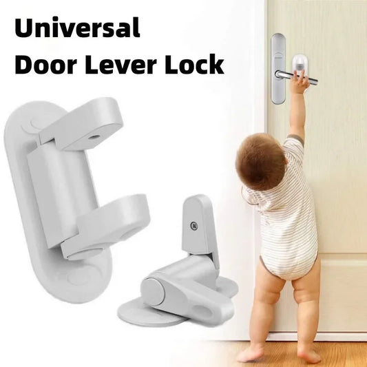 Universal Door Lever Lock Child Baby Safety Lock Rotation Proof Professional Door Adhesive Security Latch Multi-functional