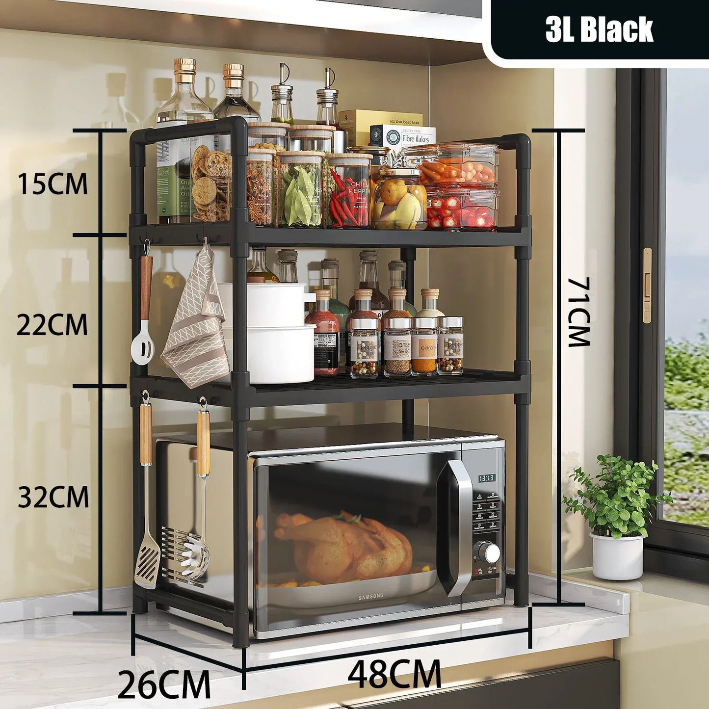 Kitchen Elevated Design Seasoning Rack Microwave Storage RackBilayer Oven Modern Minimalism Kitchen Accessories Organizer
