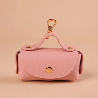 Portable Dog Waste Bag Dispenser With Leather Clip - Durable Polyester