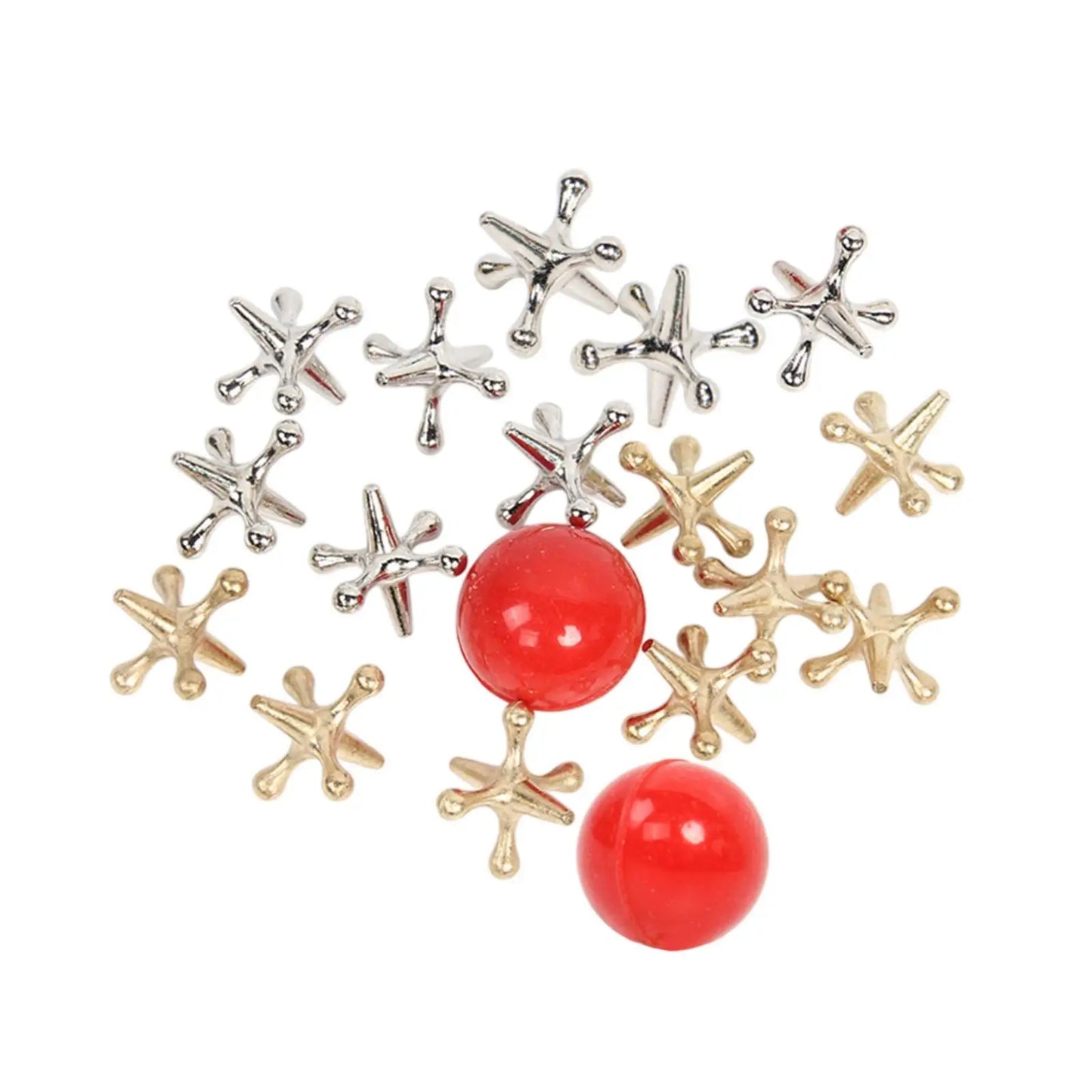 Classic Board Games Vintage with 10 Metal Jacks 2 Red Rubber Balls Traditional
