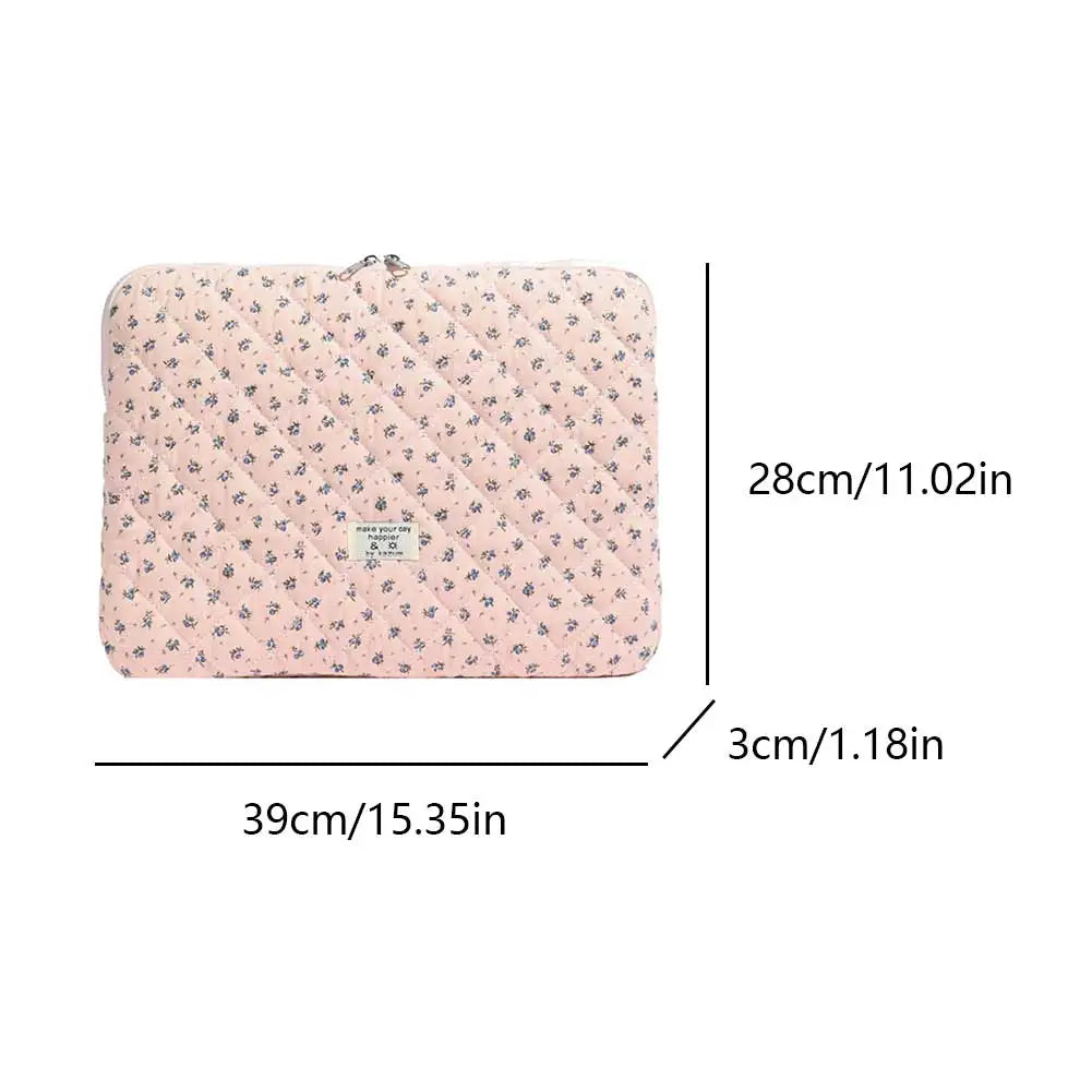 Laptop Sleeve for 11-15 Inch Laptop Tablet Puffy Quilted Floral Laptop Case Coquette Aesthetic Puffy Laptop Sleeve Cover Case